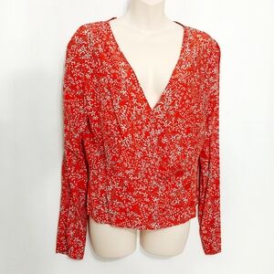 🔵BOGO FREE🔵 H & M Cross Front Top Long Sleeve Floral Sz 12
